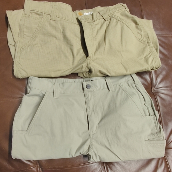 2 pairs of Carhartt khaki work pants size 34x32